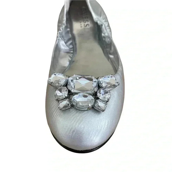 Guess by Marciano Silver Jeweled Ballet Flats Size 6.5 Bling Flashy Y2K - Picture 6 of 9